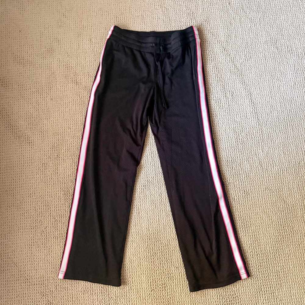 Black Track Pants with Pink Stripes